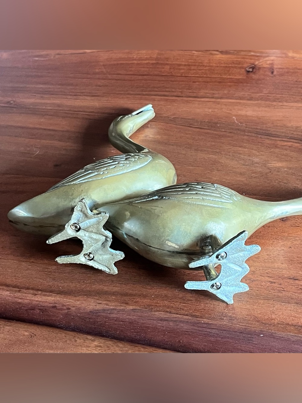 Vintage Brass Goose Figurines Set of 2 Mid Century Hollywood Regency Decor 9” - Picture 11 of 16